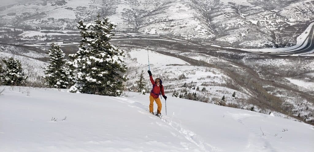 Backcountry skiing in Lambs Canyon